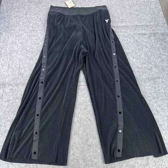 Nike Dri-FIT Basketball Track Pants Womens XXL Black Tearaway Wide Leg Mesh Snap